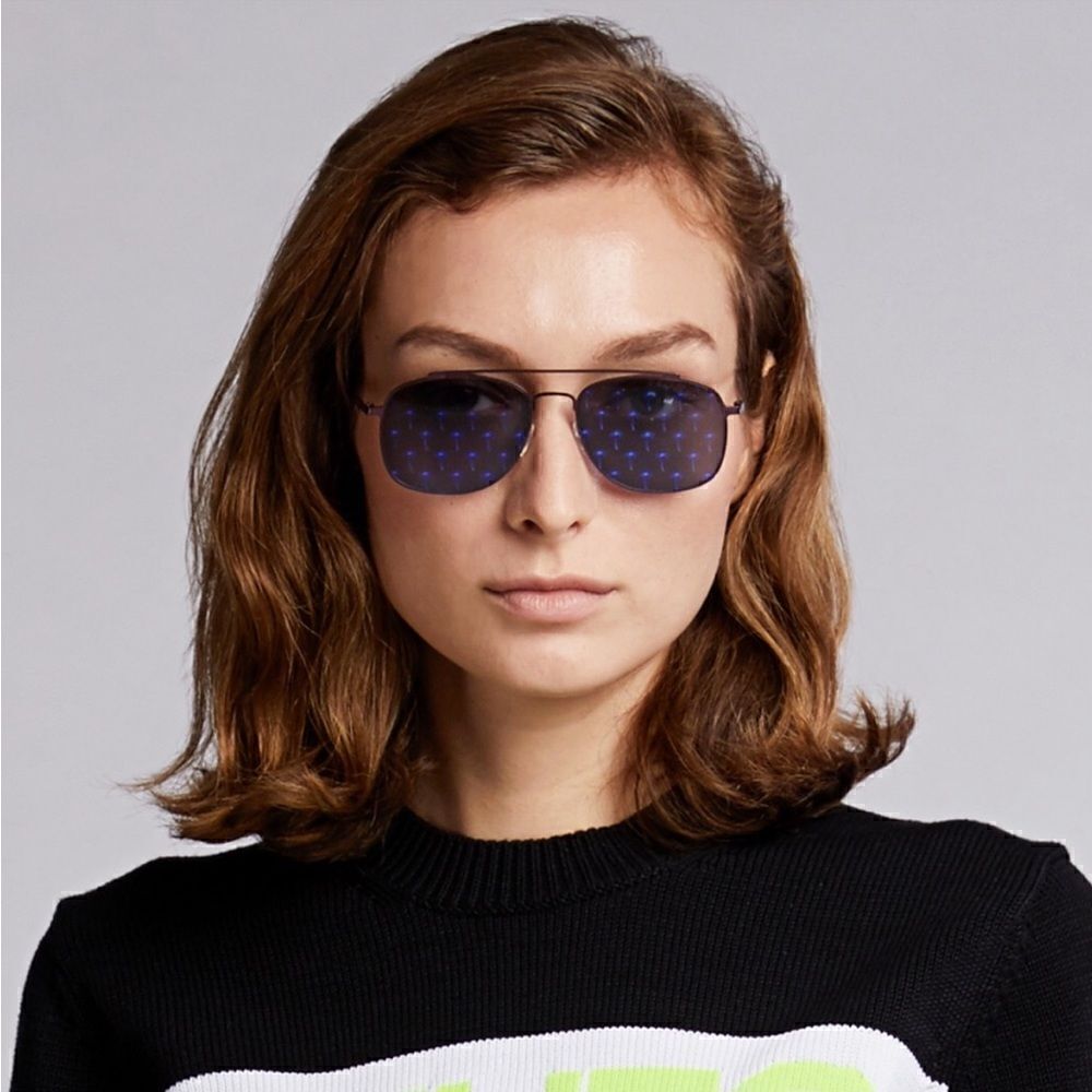 Tomas Maier Rubber Blinders Palm Tree Printed Mirrored Aviator Sunglasses $540